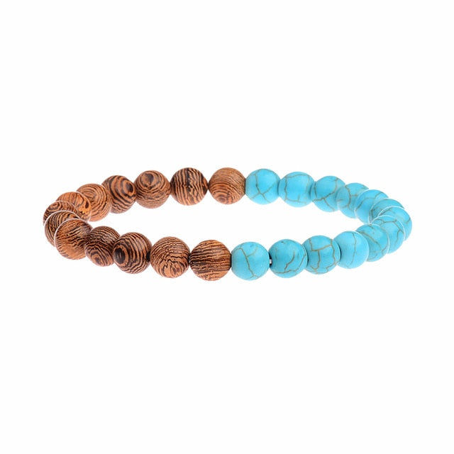 Natural Wood Beads Bracelets Men Black