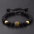 Round Black CZ Zircon Pave Lava Weaving
