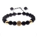 Round Black CZ Zircon Pave Lava Weaving