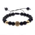 Round Black CZ Zircon Pave Lava Weaving