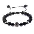 Round Black CZ Zircon Pave Lava Weaving