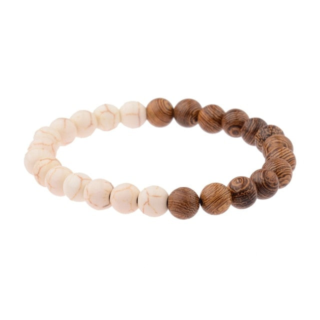 Natural Wood Beads Bracelets Men Black
