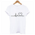 Printed Summer Black Round neck Casual Heartbeat