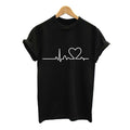 Printed Summer Black Round neck Casual Heartbeat