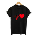 Printed Summer Black Round neck Casual Heartbeat