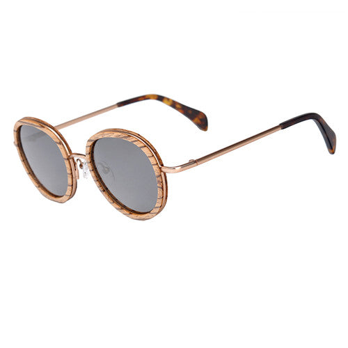 Zebra Wood Bamboo Sunglasses Oval Glasses