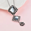 Vintage Gray Cubic Square Pendant Necklace