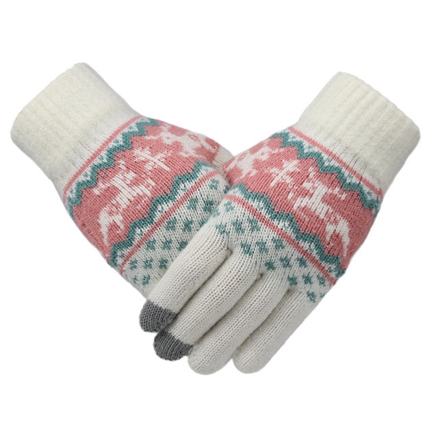 Winter Knitted Gloves Christmas Deer Fashion
