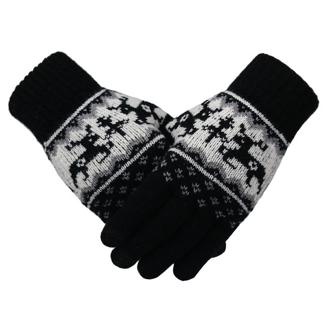 Winter Knitted Gloves Christmas Deer Fashion