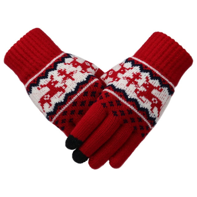 Winter Knitted Gloves Christmas Deer Fashion