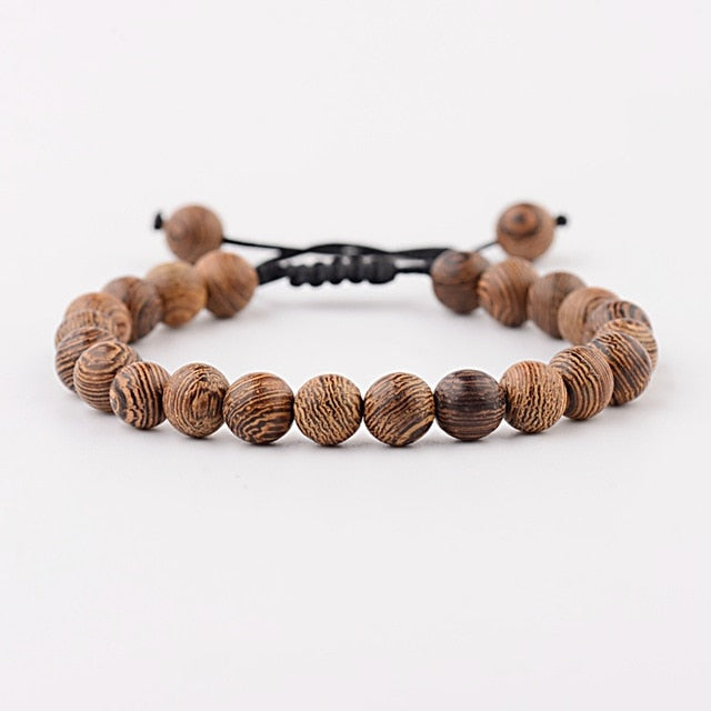 Natural Wood Beads Bracelets Men Black