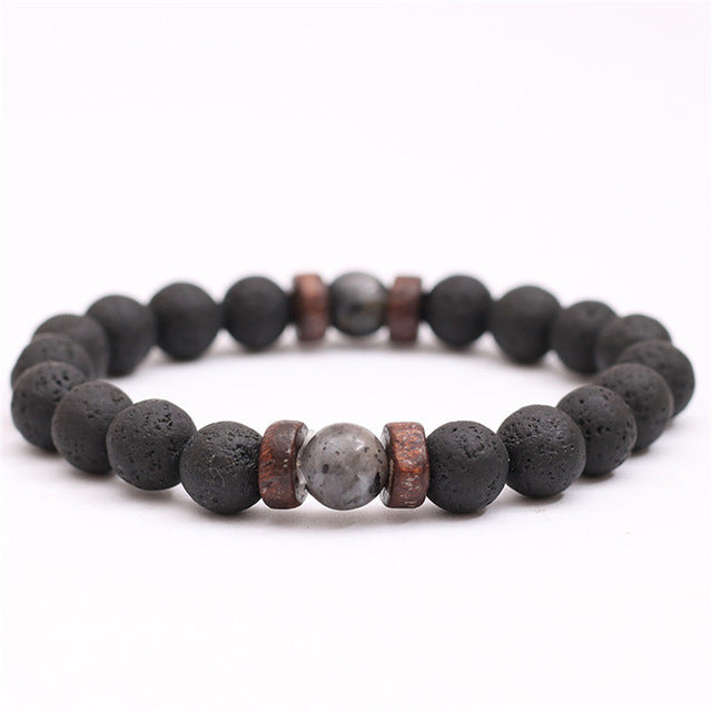 Natural Lava Rock Stone Beads Strand Bracelet