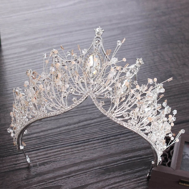 Set Silver Luxury Bridal Princess Crown Hair