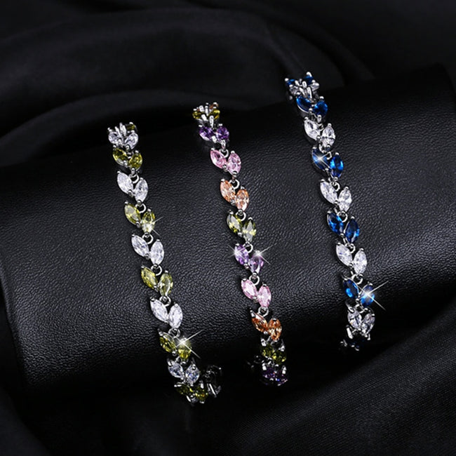 Cubic Zirconia Jewelry Silver Color Leaf Charm