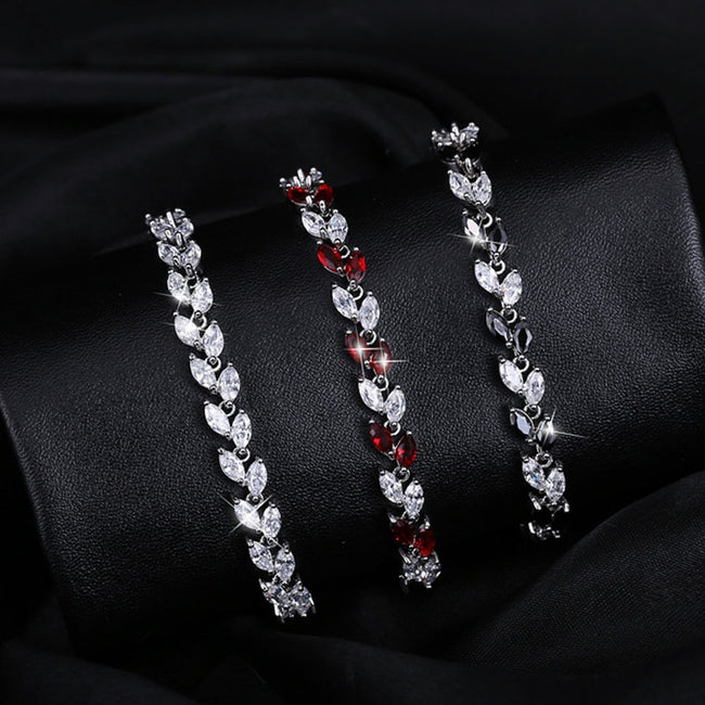 Cubic Zirconia Jewelry Silver Color Leaf Charm