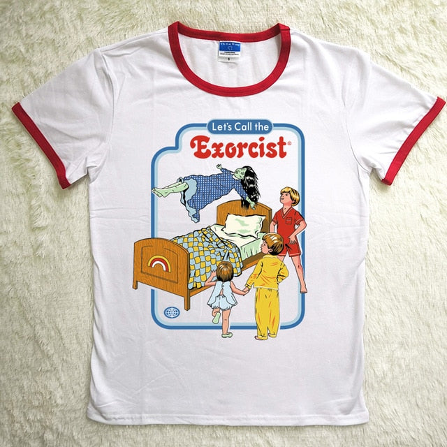 Let's Call The Exorcist Funny T Shirts Red