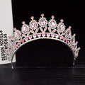 Silver Baroque Tiara For Queen Bride Pink