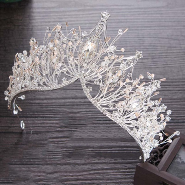 Crystal Gold Crown for Girls Wedding Hair