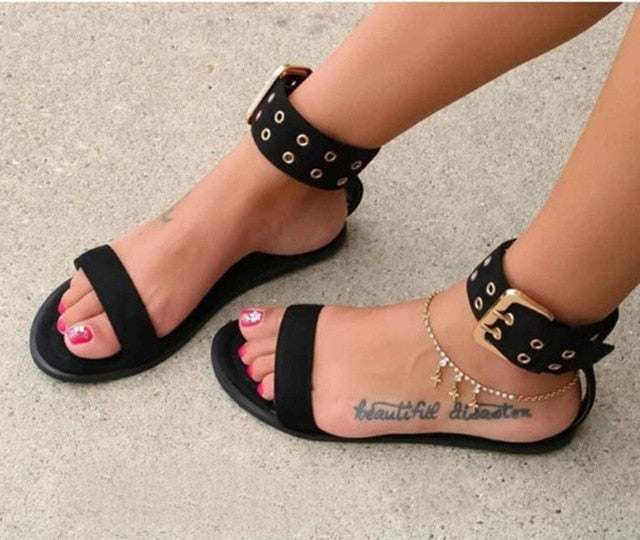Women flats sandals gladiator summer transparent