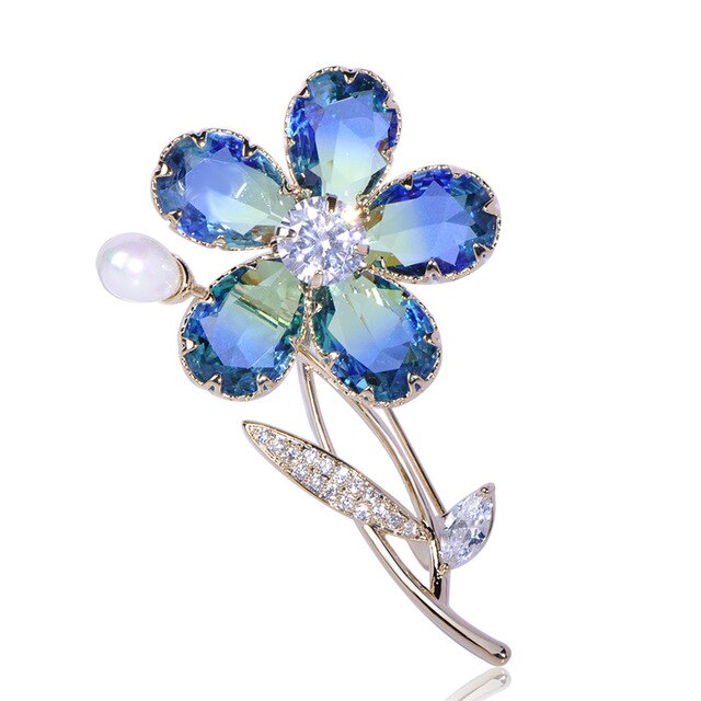 Elegant Plant Flower Shape Brooch Imitation Pearl