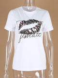 Lips Print Summer Tshirts Women Female Casual