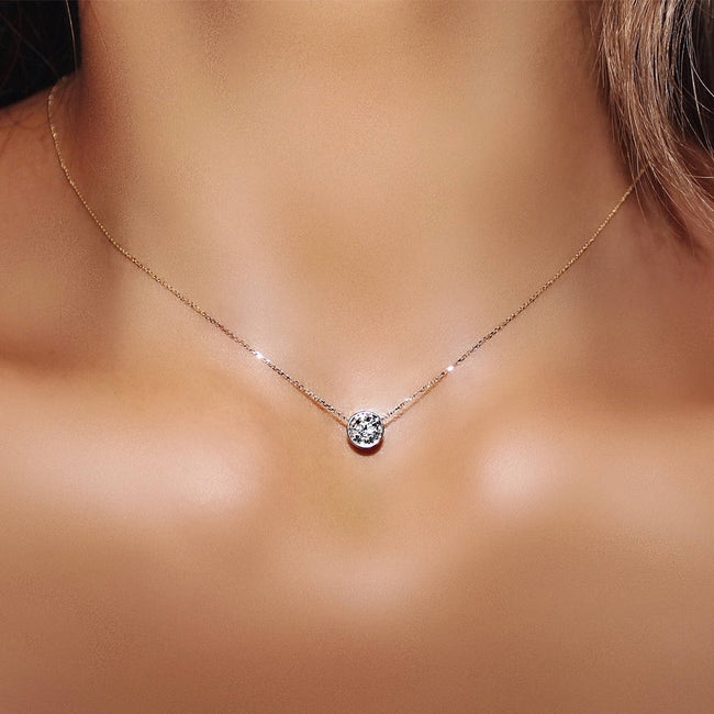 Cubic Rose Gold Color Pendant Necklace