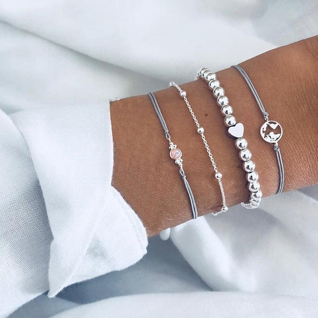 Bohemian Marble Stone Beads Bracelet Set