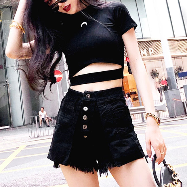 Shirt Women T-Shirts Moon Tops Tee for Gothic