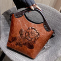Handbag Rose Print Lady Leather Large Capacity