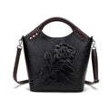 Handbag Rose Print Lady Leather Large Capacity