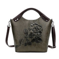 Handbag Rose Print Lady Leather Large Capacity