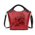 Handbag Rose Print Lady Leather Large Capacity