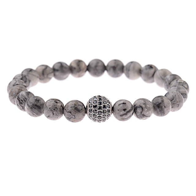 Round Black CZ Zircon Pave Lava Weaving