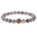 Round Black CZ Zircon Pave Lava Weaving