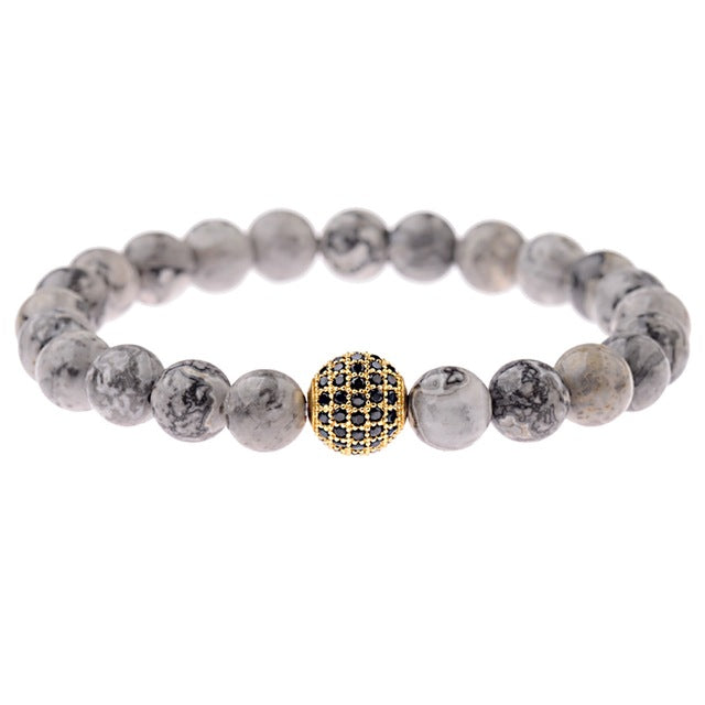 Round Black CZ Zircon Pave Lava Weaving