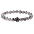 Round Black CZ Zircon Pave Lava Weaving