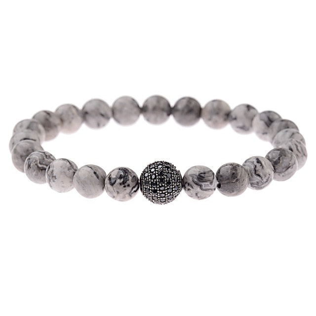 Round Black CZ Zircon Pave Lava Weaving