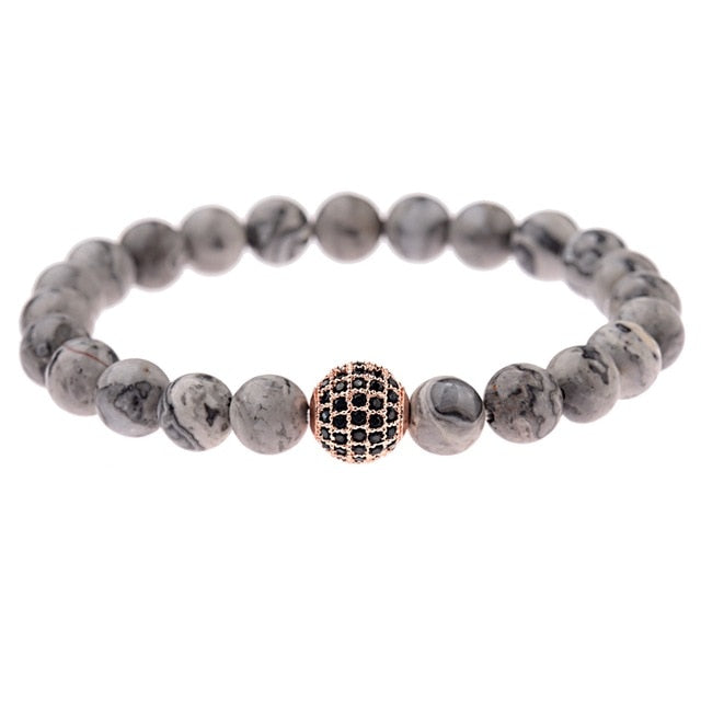 Round Black CZ Zircon Pave Lava Weaving