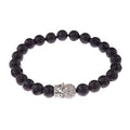 Round Black CZ Zircon Pave Lava Weaving