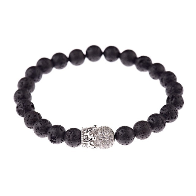 Round Black CZ Zircon Pave Lava Weaving