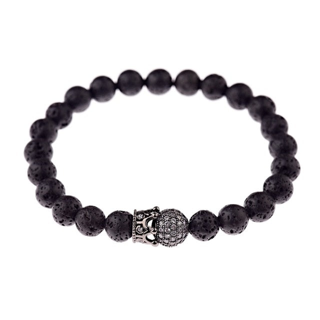 Round Black CZ Zircon Pave Lava Weaving