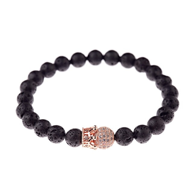 Round Black CZ Zircon Pave Lava Weaving