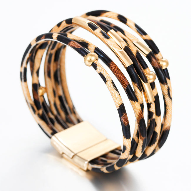 Leopard Leather Bracelets For Women