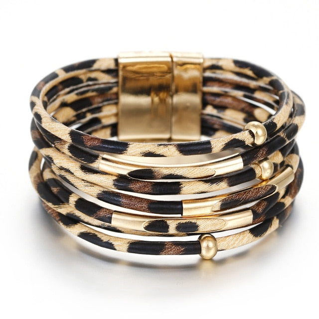 Leopard Leather Bracelets For Women