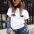 Casual Cute T-shirts Wink Eyes And Eyelashes