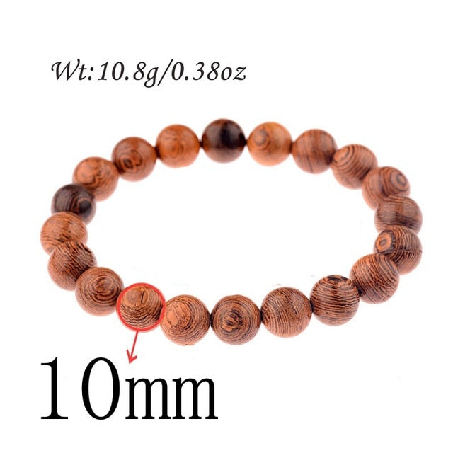 Natural Wood Beads Bracelets Men Black