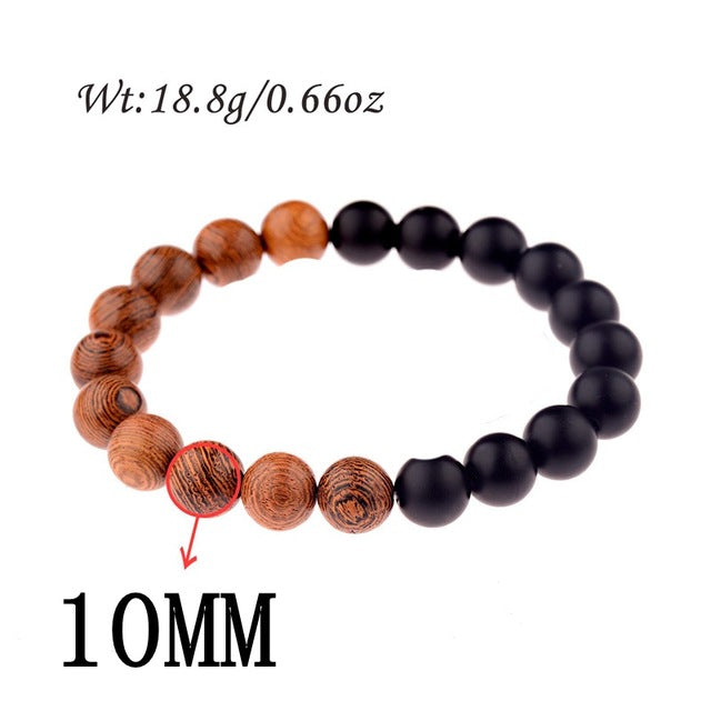 Natural Wood Beads Bracelets Men Black