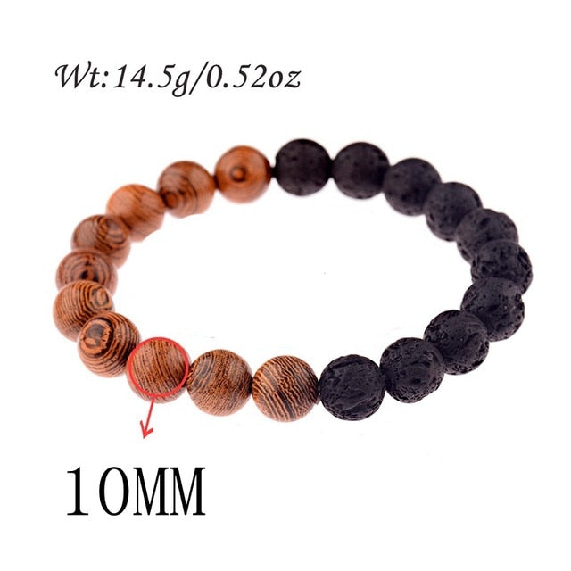 Natural Wood Beads Bracelets Men Black