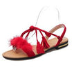 Real Fur Ankle Strap Gladiator Sandals Women Flats