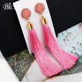 Fashion Bohemian Tassel Crystal Long Earrings